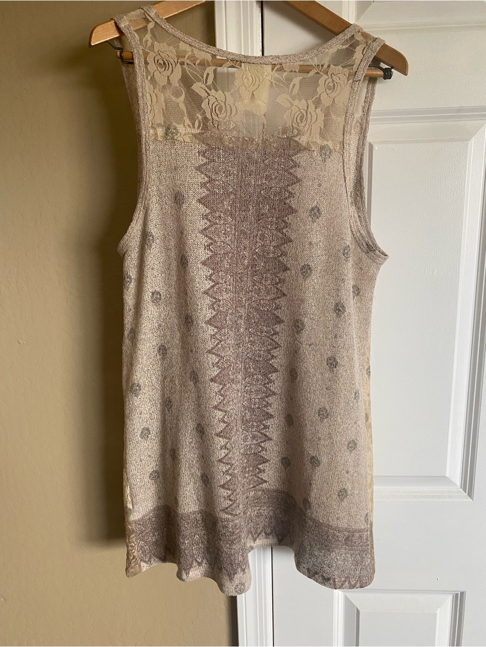 Vocal Rhinestone Lace Boho Tunic Tank Top Hi Low Made USA M - Picture 5 of 10